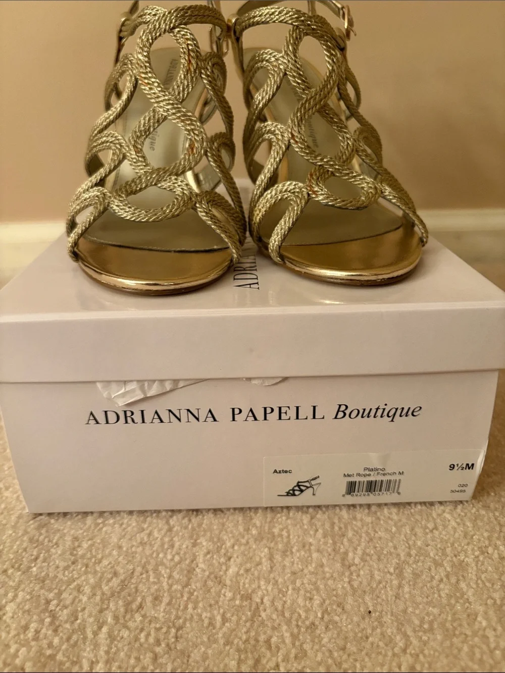Adrianna Papell Metallic Gold Braided Heels